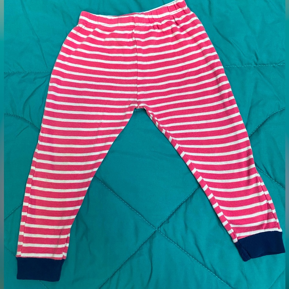 Koala Kids Infants 24M pants, white & pink striped cotton W/ navy blue cuffs
